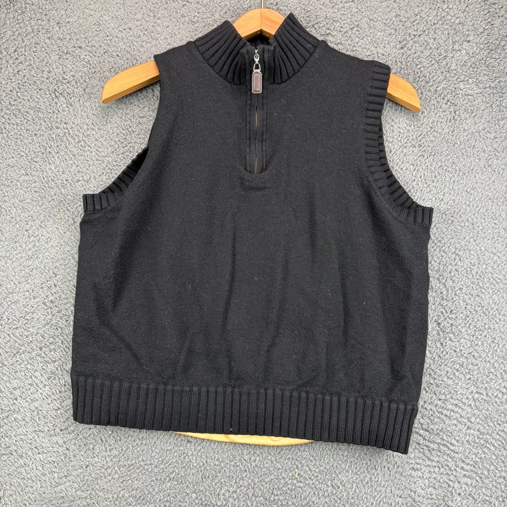 Martin‎ Mens Black 100% Italian Merino Wool 1/4 Zip Sweater Vest Large L686